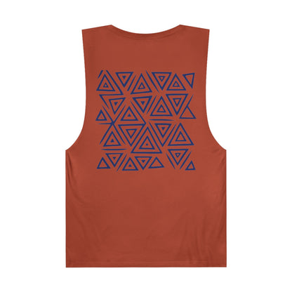 FULOVEK - Unisex Barnard Geometric Tribal DARK BLUE Tank Top | Casual Summer Wear, Beach Attire, Workout Shirt, Graphic Tee, Gift for Friends
