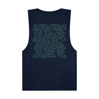 FULOVEK - Unisex Barnard Geometric Tribal DARK GREEN Tank Top | Casual Summer Wear, Beach Attire, Workout Shirt, Graphic Tee, Gift for Friends