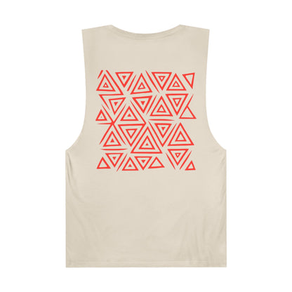 FULOVEK - Unisex Barnard Geometric Tribal RED Tank Top | Casual Summer Wear, Beach Attire, Workout Shirt, Graphic Tee, Gift for Friends