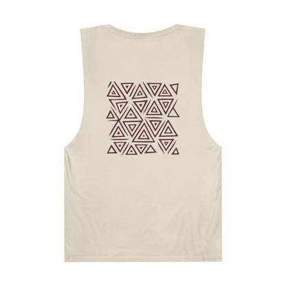FULOVEK - Unisex Barnard Geometric Tribal BROWN Tank Top | Casual Summer Wear, Beach Attire, Workout Shirt, Graphic Tee, Gift for Friends