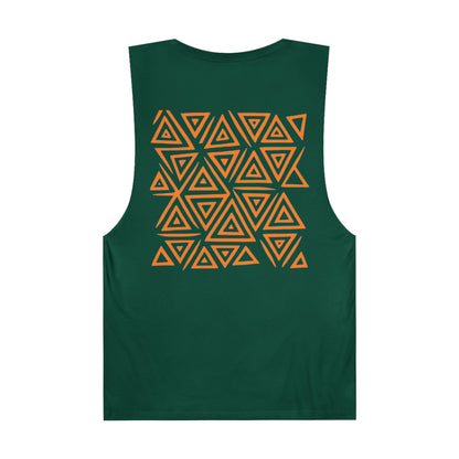 FULOVEK - Unisex Barnard Geometric Tribal ORANGE Tank Top | Casual Summer Wear, Beach Attire, Workout Shirt, Graphic Tee, Gift for Friends