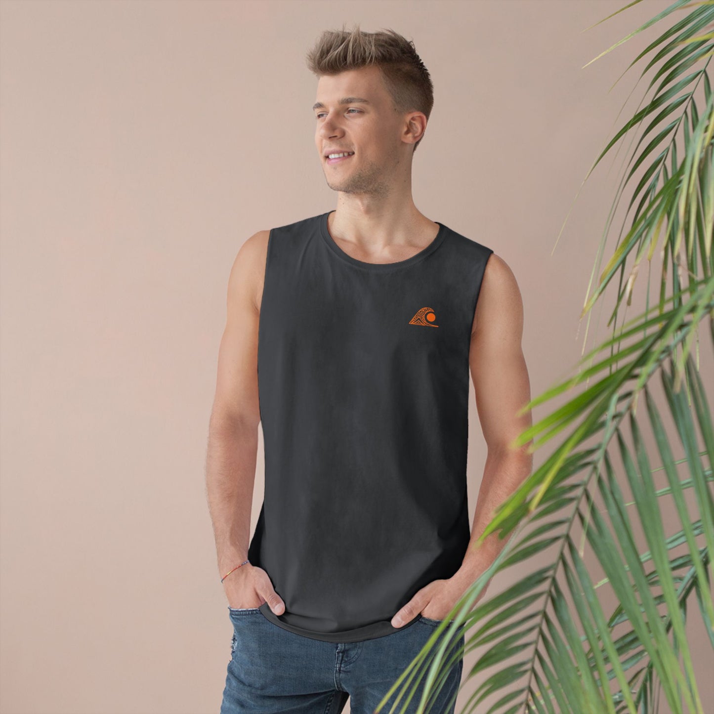 FULOVEK - Unisex Barnard Geometric Tribal ORANGE Tank Top | Casual Summer Wear, Beach Attire, Workout Shirt, Graphic Tee, Gift for Friends